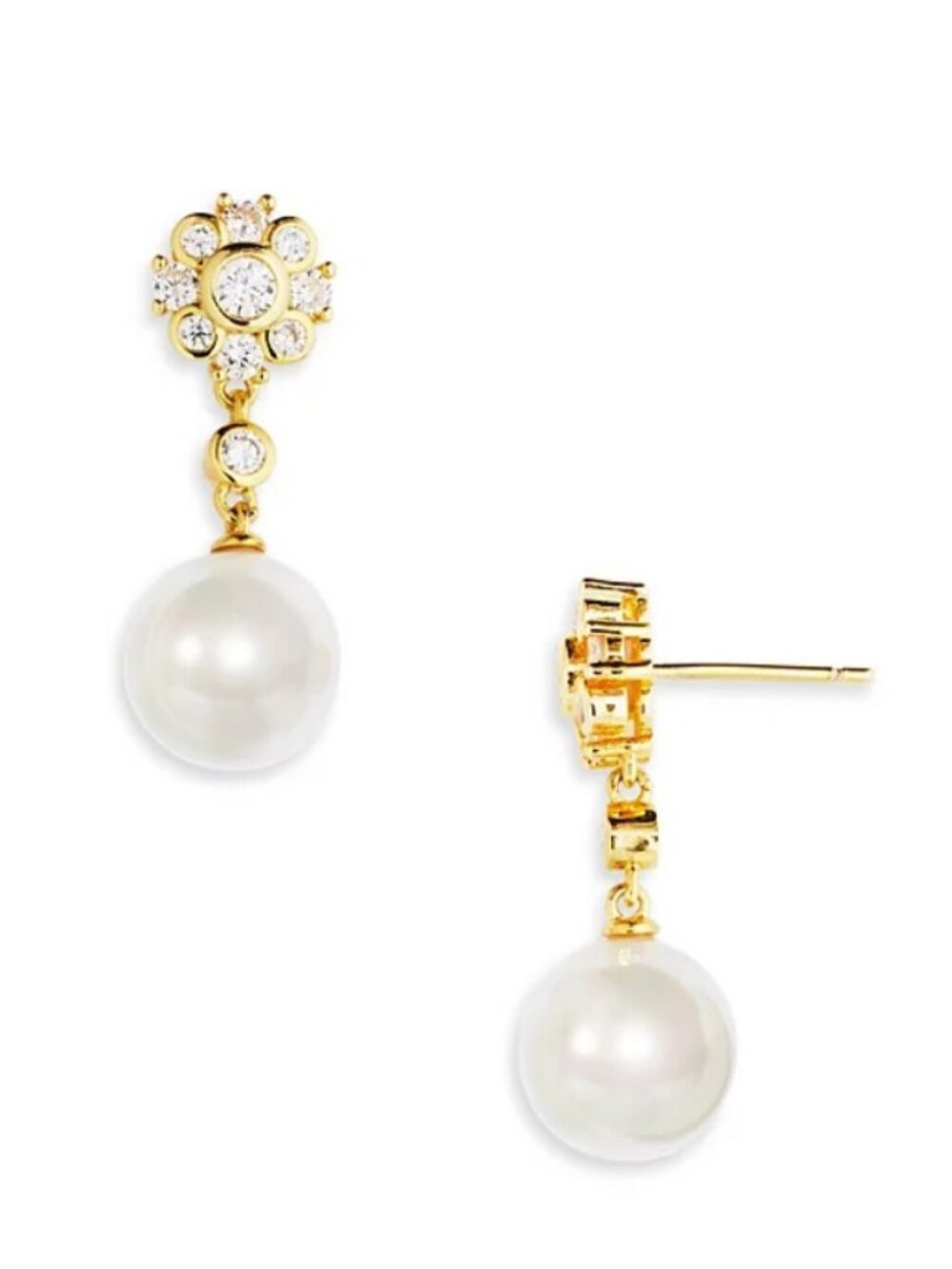 Aqua Flower Imitation Pearl Earrings - Exclusive